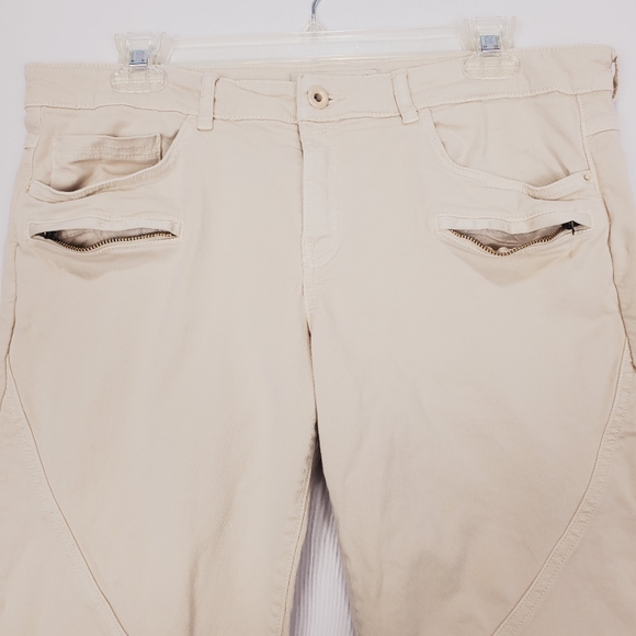 Zara Kahki Moto Pants Size 12 - Picture 2 of 16